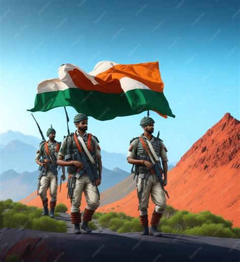 Premium AI Image | Indian soldiers with Indian flag on their ...