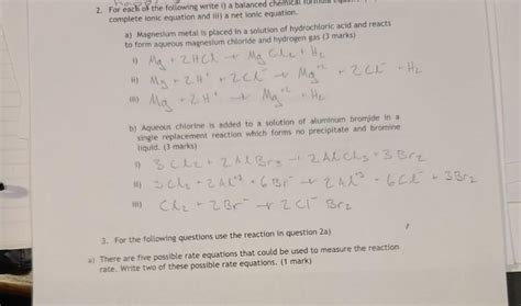 Ionic Equation Of Magnesium And Hydrochloric Acid