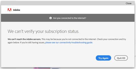 Error Can T Verify My Subscription Status Window Adobe Community 10618585