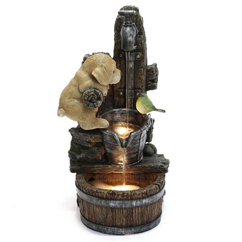 Millwood Pines Hand Crafted Weather Resistant Floor Fountain With Light