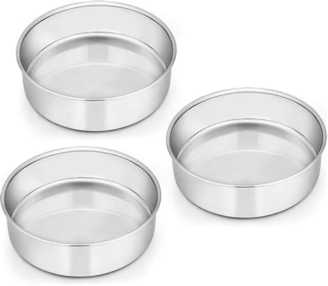 Amazon E Far Inch Cake Pan Set Of Stainless Steel Round Smash