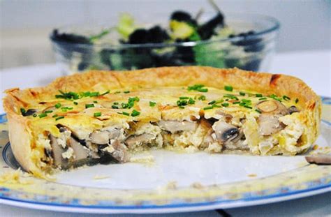 Quiche de puerros y champiñones