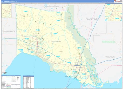 Wall Maps Of St Tammany Parish County Louisiana