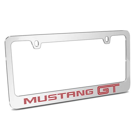 Ford Mustang Gt Speed Line In Red Chrome Metal License Plate Frame