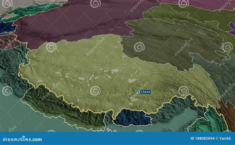 Xizang, China - Highlighted with Capital. Administrative Stock ...