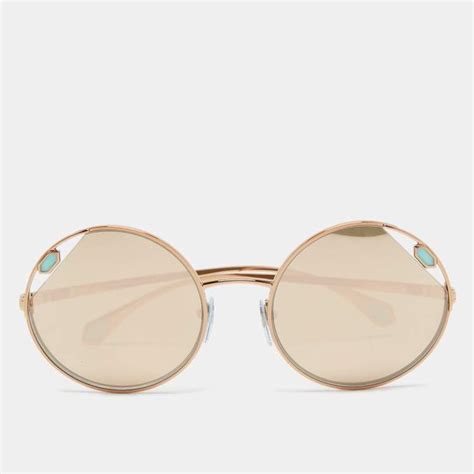 Bvlgari Rose Gold BV 6159 Mirrored Round Sunglasses Bvlgari | The Luxury Closet