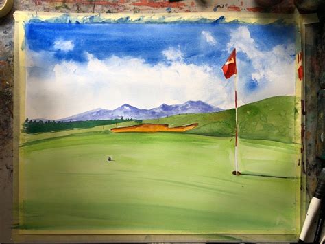 Golf Course Watercolor Painting Golf Art Golf Painting Golfers Gift