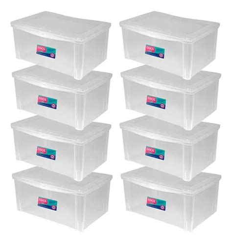 Organizador Plástico 65l Tampa Transparente Ordene Kit 8 Parcelamento