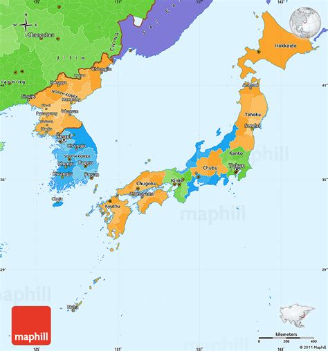 Political Simple Map Of Japan Political Shades Outside