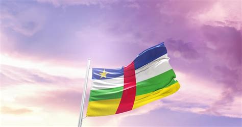 Premium Photo Central African Republic National Flag Waving In The Sky