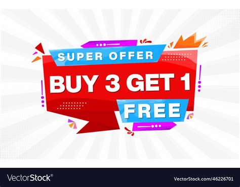 Super Offer Buy 3 Get One Free Sale Banner Vector Image