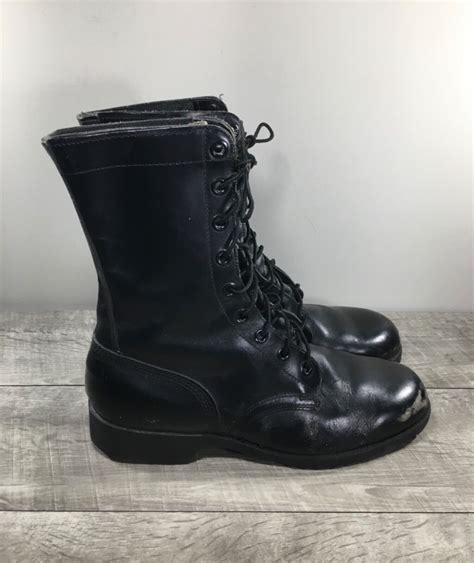 Vintage Military Boots Vietnam War Black Leather Punk… - Gem