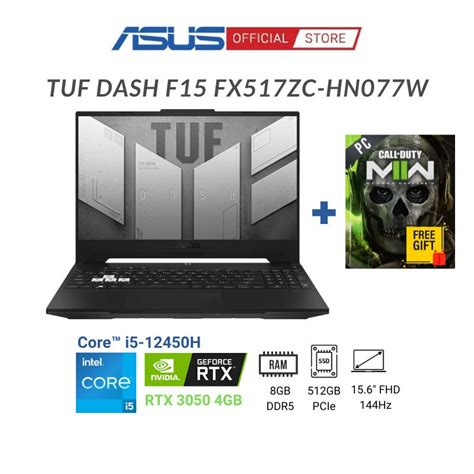 Laptop Asus TUF Dash F15 FX517ZC HN077W Core I5 12450H 8GB 512GB