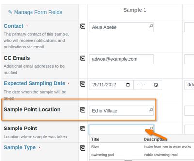 Selecting A Sample Point Location In Bika Open Source Lims Lims