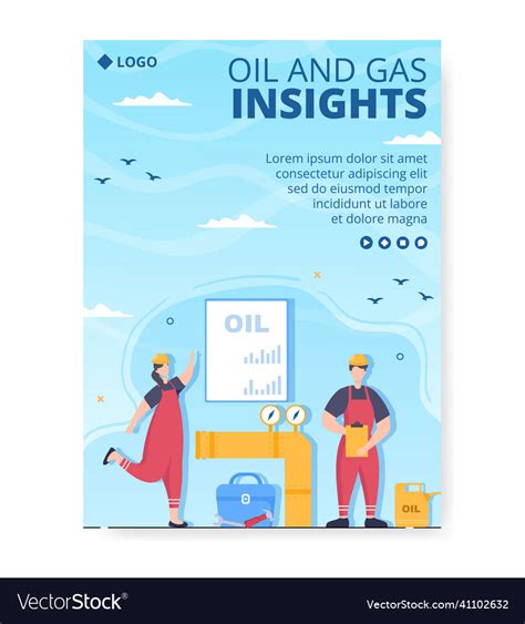 Oil Gas Industry Poster Template Flat Design Vector Image