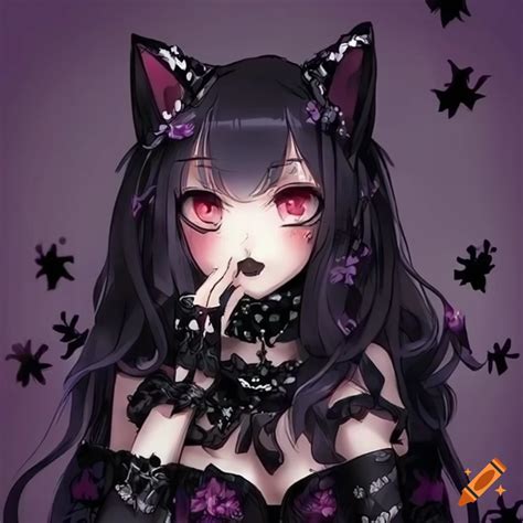 Cute Gothic Anime Cat Girl On Craiyon