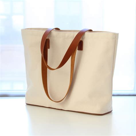 Canvas Tote with Leather Handles - made to order