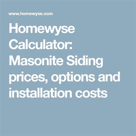 Homewyse Calculator: Masonite Siding prices, options and installation ...