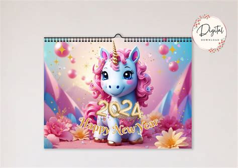 2024 Unicorn Wall Calendar Printable Unicorn Calendar For Girls High