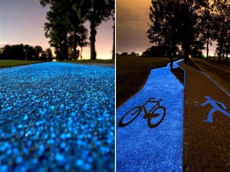 La Pista Ciclabile Notturna Si Illumina Di Blu Al Buio Grazie All