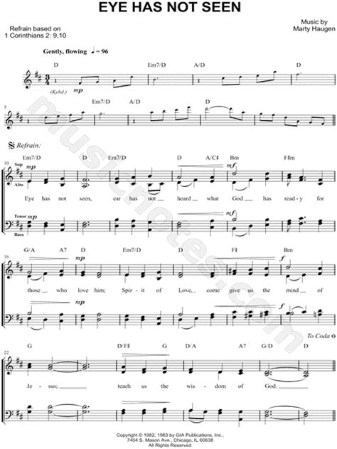 Marty Haugen Eye Has Not Seen Sheet Music Leadsheet In D Major Transposable Download