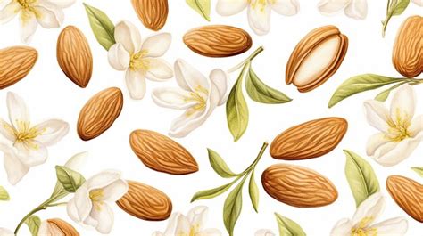 Premium AI Image | Watercolor almond pattern