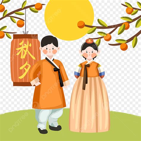 Color Korean Autumn Eve Festival Elements Chuseok Holiday Folklore