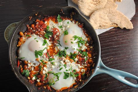 Poached Eggs In Tomato Sauce With Chickpeas And Feta Spork Or Foon