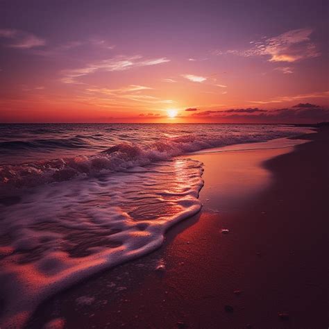 Premium AI Image | Golden Horizons Minimalist Beach Sunset