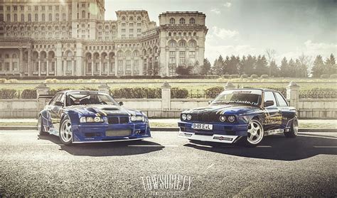 Dos Coches Azules BMW E30 Coche De Carreras E36 Bimmers Drift