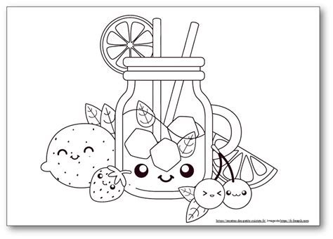 Coloriage d une boisson limonade kawaii avec modèle à imprimer