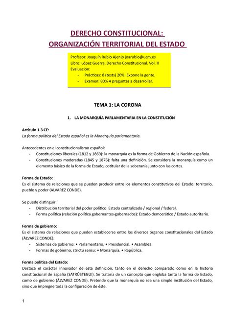 Consti Ii Tema Apuntes Derecho Constitucional Organizaci N