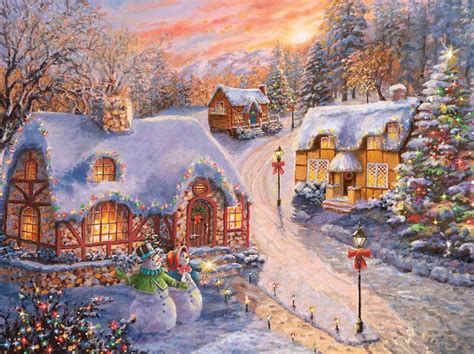 Littlenici Nicky Boehme Winter Cottage Glow Christmas Wallpaper