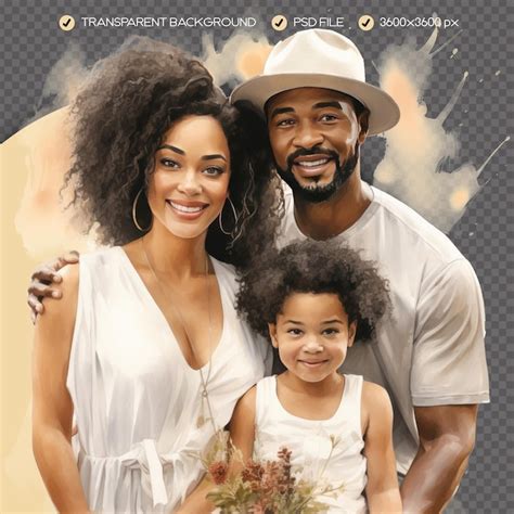 Psd Belle Famille Afro Am Ricaine Aquarelle Clipart Fond Transparent