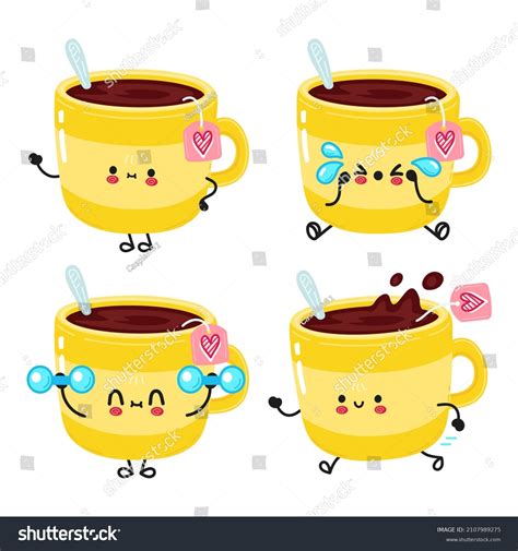 Funny Cute Happy Cup Tea Characters Stock Vector (Royalty Free) 2107989275 | Shutterstock