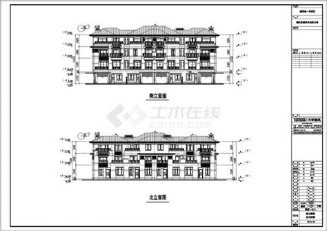 某三层框混结构联排别墅设计cad全套建筑施工图居住建筑土木在线