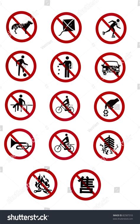 Prohibitory Traffic Signs Forbidden By Regulations Stock Photo