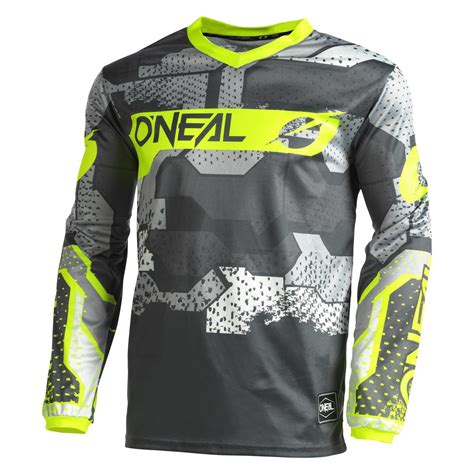 O Neal Mx Jersey Element Camo V Gray Neon Yellow Maciag Offroad