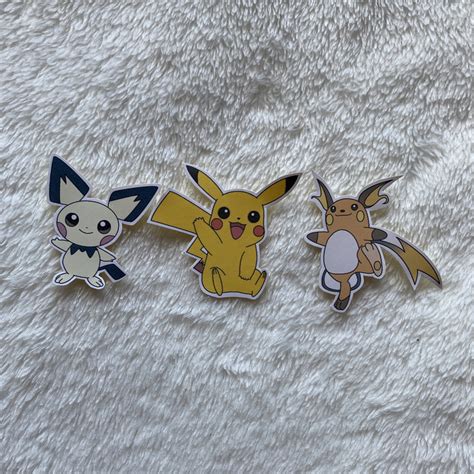 STIBUN008 Pichu Pikachu Raichu Sticker Set Postimages