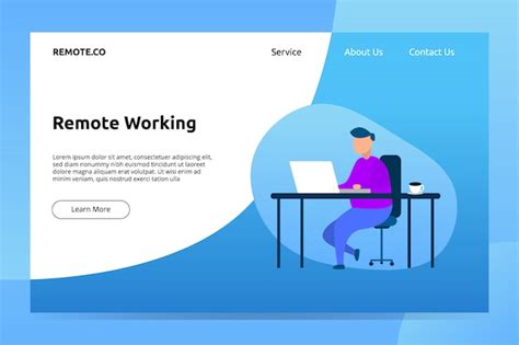 Premium Vector Remote Working Banner And Landing Page Illustration