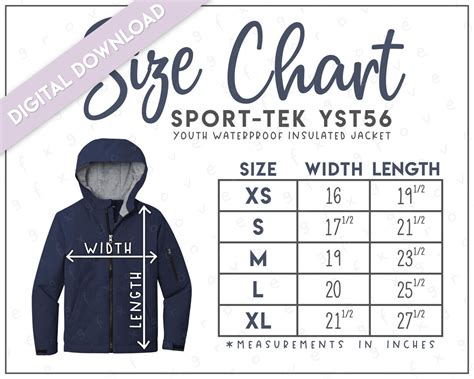 Sport Tek YST56 Size Chart Sport Tek Youth Waterproof Insulated Jacket