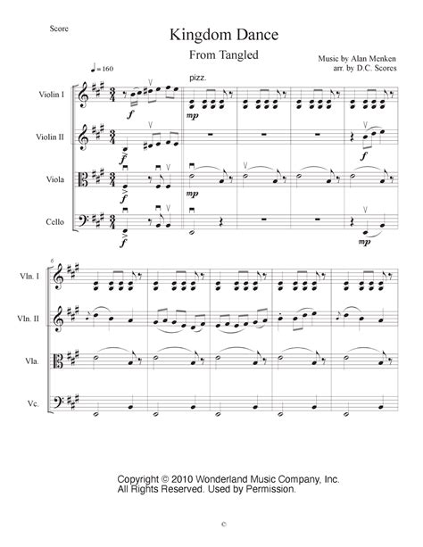 Kingdom Dance Sheet Music Alan Menken String Quartet