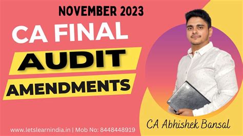 CA Final Audit Amendments Nov 2023 Abhishek Bansal YouTube