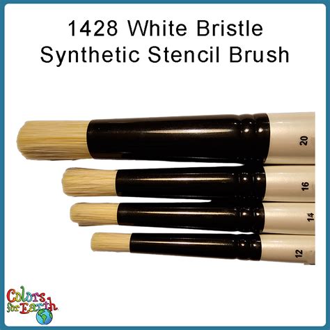 Premium Stencil Brush White Bristle Synthetic Colors For Earth