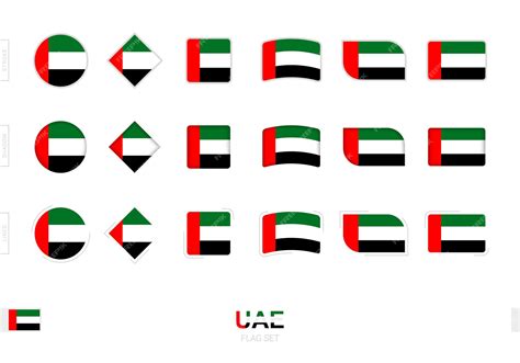アラブ首長国連邦の旗セット、3つの異なる効果を持つアラブ首長国連邦の単純な旗。 プレミアムベクター