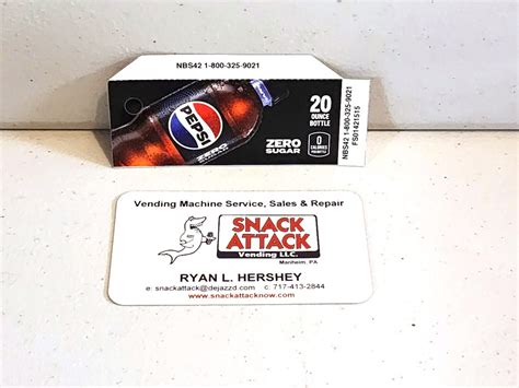 1 Pepsi Zero Sugar 20oz Bottle Vending Label Snack Attack Vending