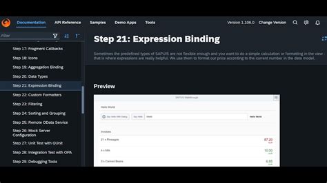 SAPUI5 Walkthrough Step 21 Expression Binding Sap Sapui5 Ui5 YouTube