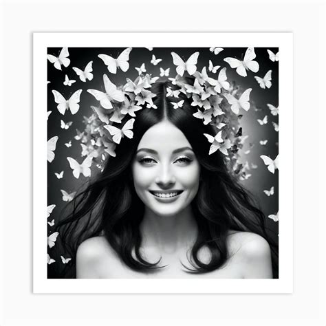 Beautiful Woman With Butterflies In Her Hair Art Print By Artfulexplorer Fy