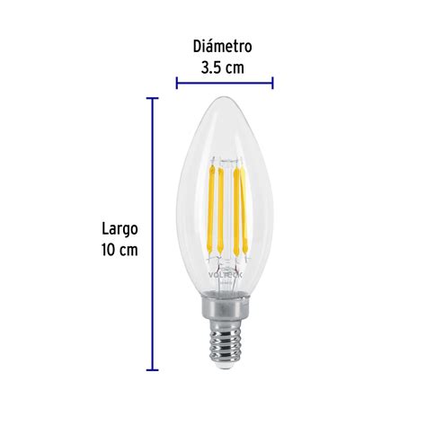 L Mpara Led Tipo Vela W Con Filamento Base E Luz C Lida