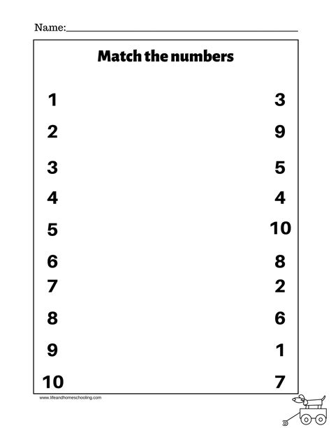 Free Matching Numbers Worksheets Life And Homeschooling